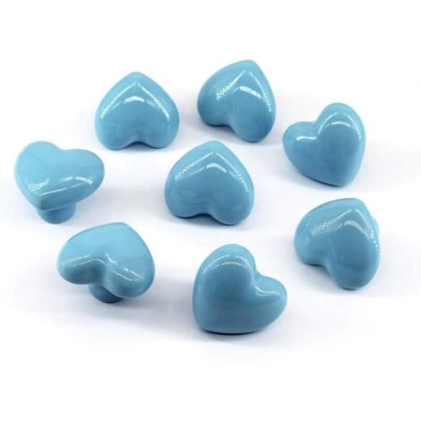 (Vient avec des vis)Pack de 8 Bleu Poignées et Boutons de tiroir ceramique poignée de Meuble Porte Bouton pour la Chambre des En