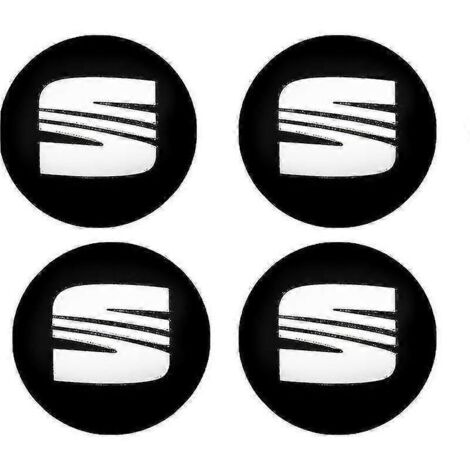 Vier 56-mm-Radnabenkappen, Felgenkappen, Logo-Aufkleber und Zubehör für Seat Ibiza 6J 6L FR, Ateca Altea XL, Leon 2 und Leon in Schwarz und Silber.