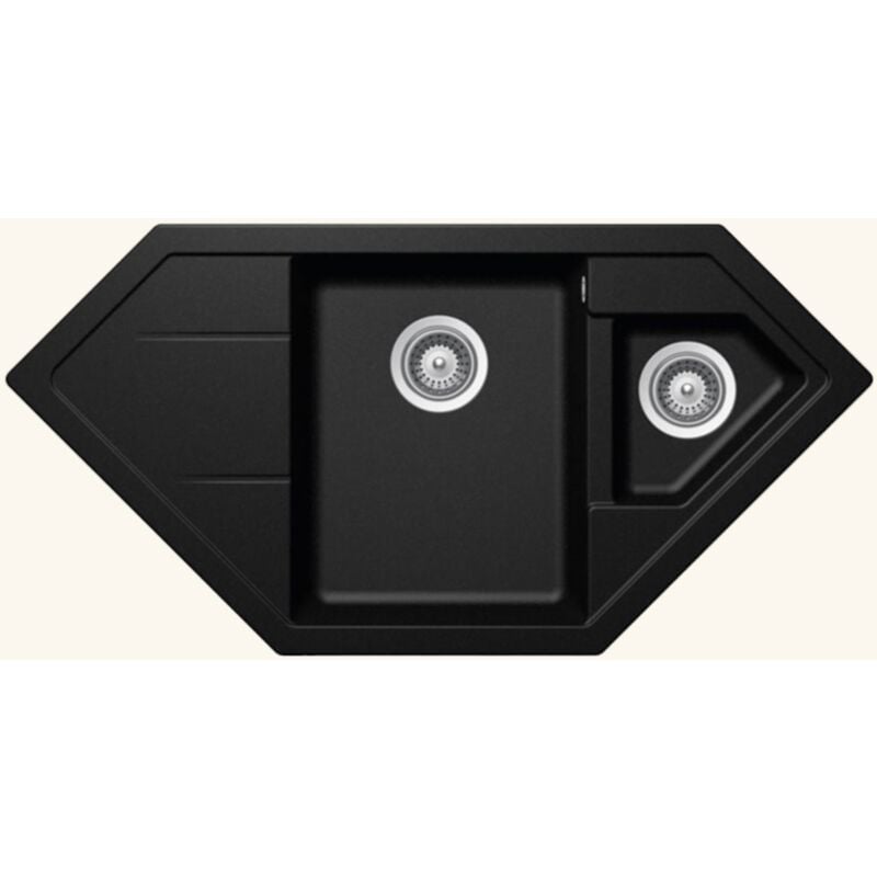 Schock - vier d'angle granit noir lokti 1 bac et demi - 1 égouttoir