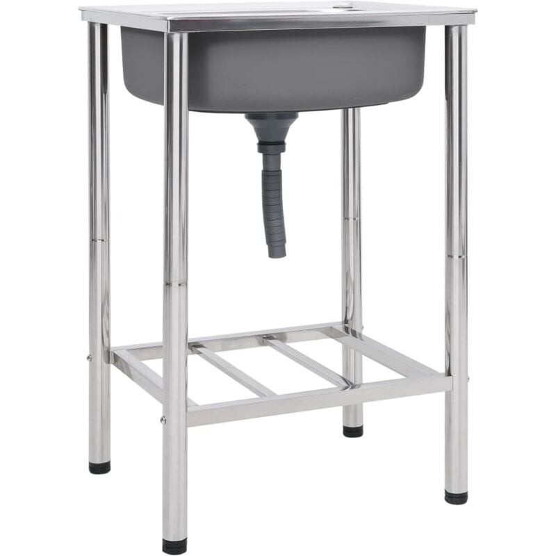 Helloshop26 - vier de camping seul lavabo 55 x 45 acier inoxydable