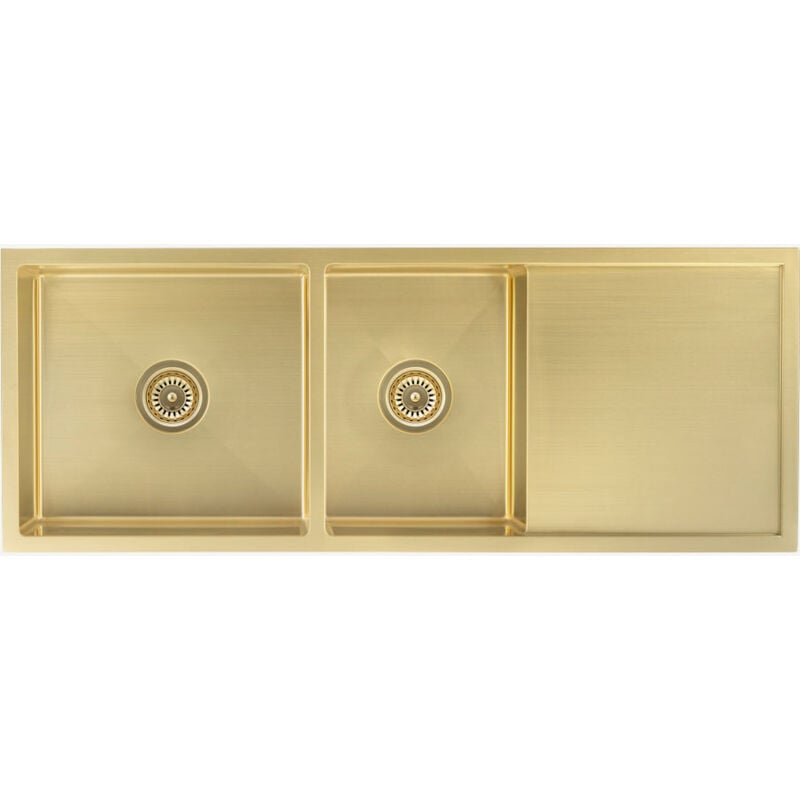 Évier de cuisine double 1180 mm - laiton brossé - Filao