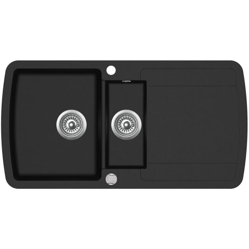 Vier de cuisine en granit double 96 x 50 x 31 cm bac maison décor de cuisine noir