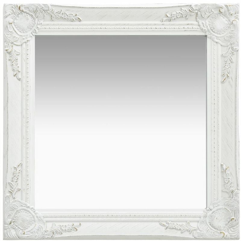 Miroir mural Conception anti-âge Cadre ornemental de style baroque 50 x 50 cm Couleurs diverses Couleur : BLANCHE