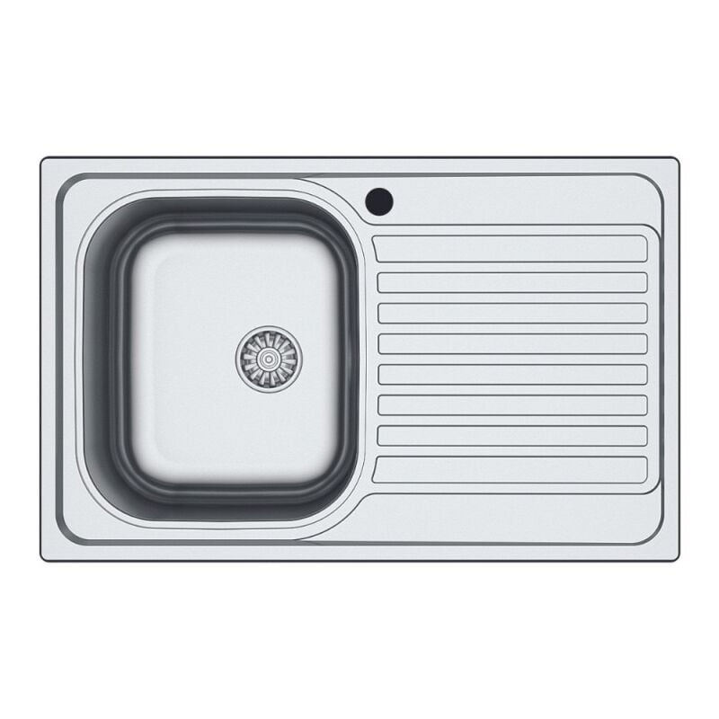 Évier de cuisine encastrable en acier inoxydable 50x79 cm égouttoir à droite