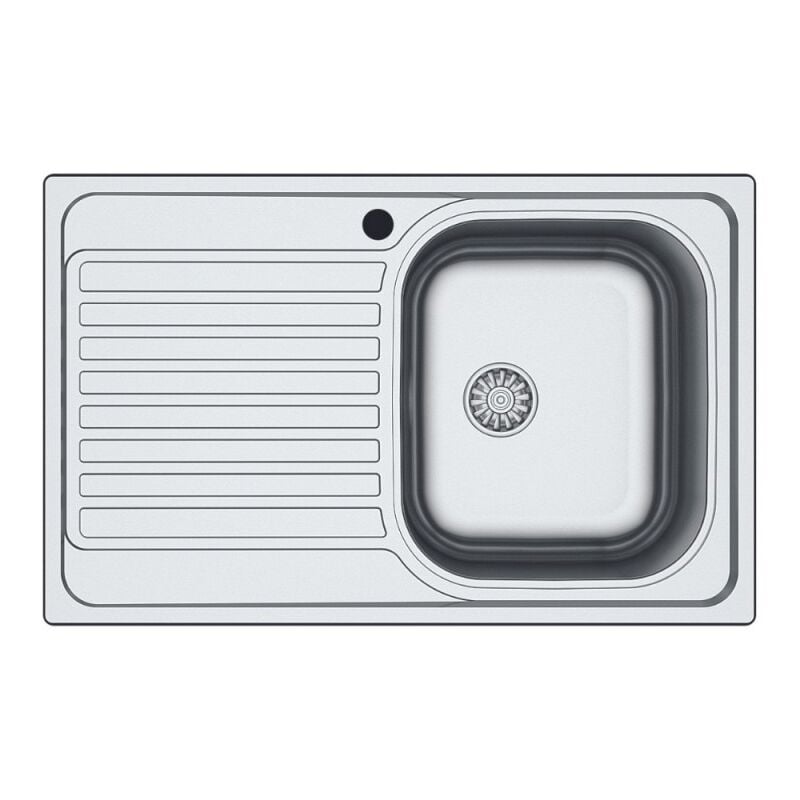 Vier de cuisine encastrable en acier inoxydable avec égouttoir à gauche 50x79 cm