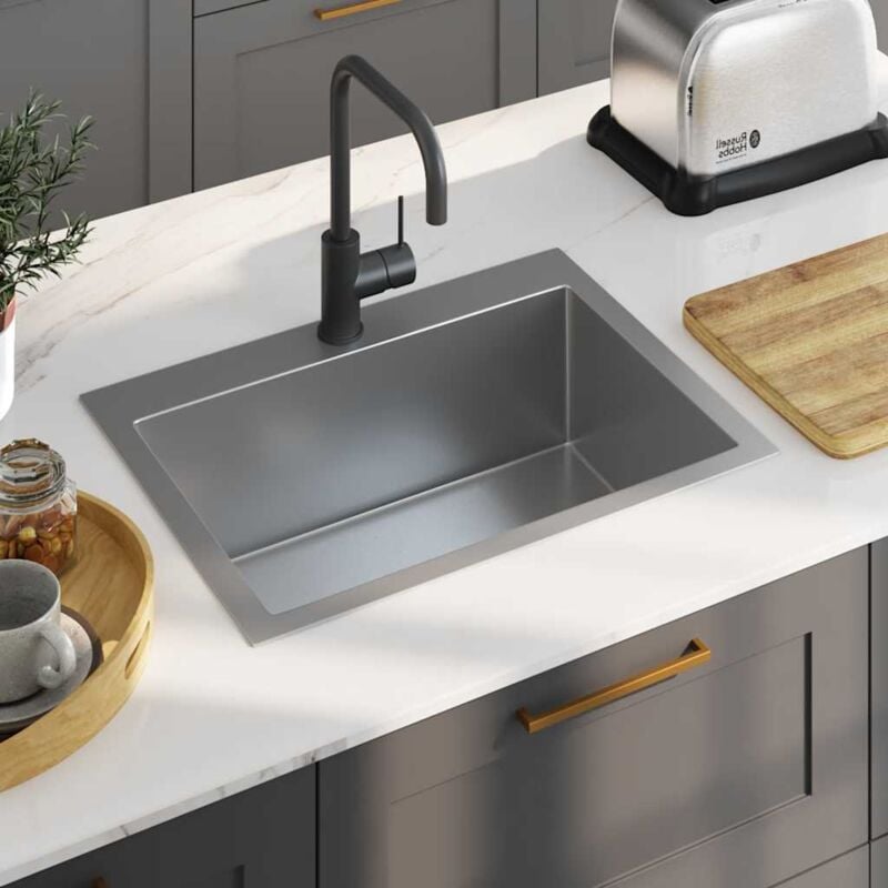 Maison Chic - vier de cuisine Evier 1 bac Évier à poser - fait main Acier inoxydable