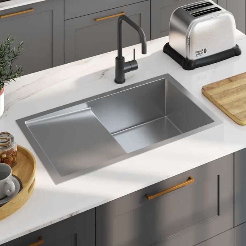 Maison Chic - vier de cuisine Evier 1 bac Évier à poser fait main Acier inoxydable