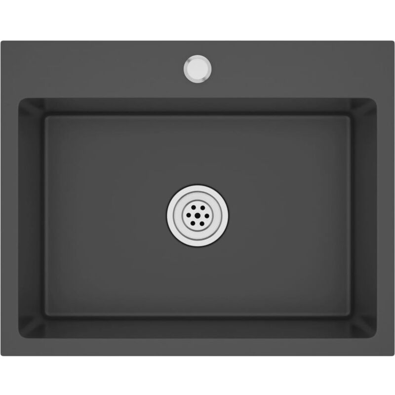 Helloshop26 - vier de cuisine fait main 59 x 44 cm acier inoxydable noir