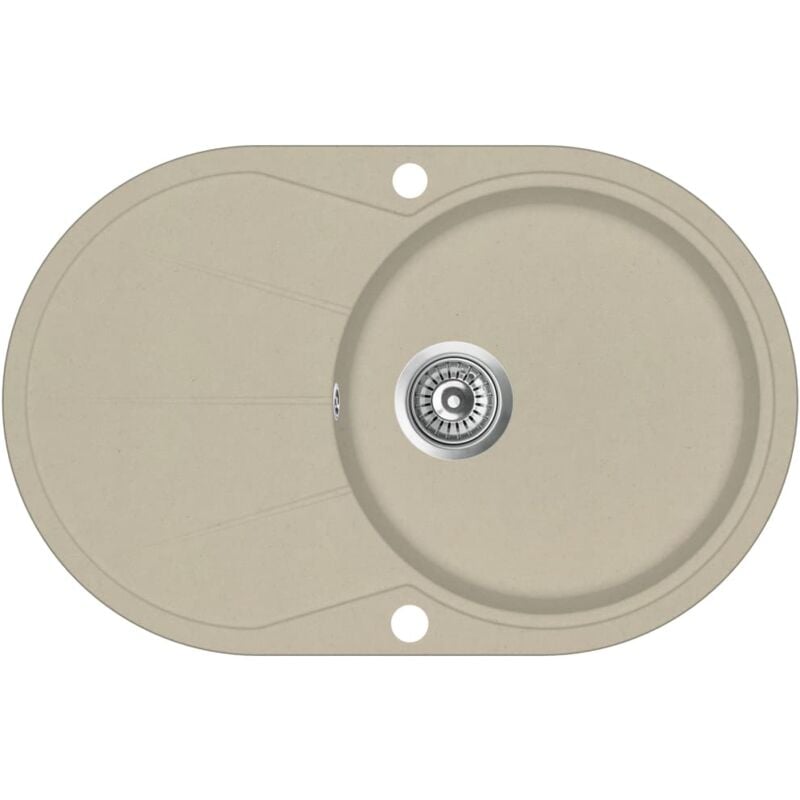 Évier de cuisine granit seul lavabo ovale beige