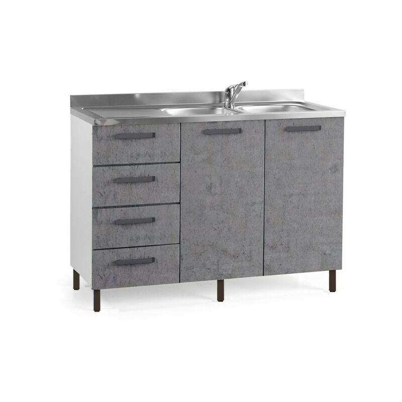 Webmarketpoint - vier de cuisine gris béton 2 portes w - cass. sx cm 120x50xH 85