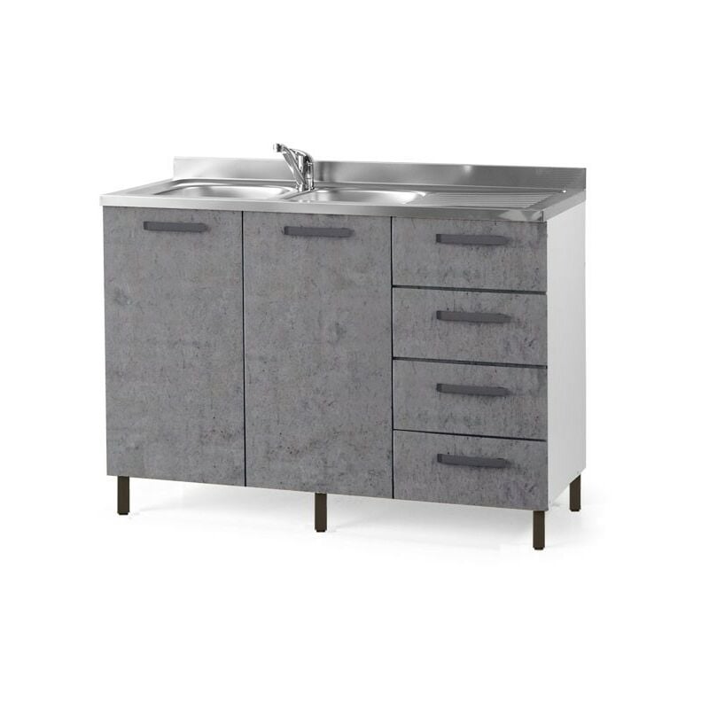 Webmarketpoint - vier de cuisine gris béton avec tiroir dx Cm 120x50xH 85
