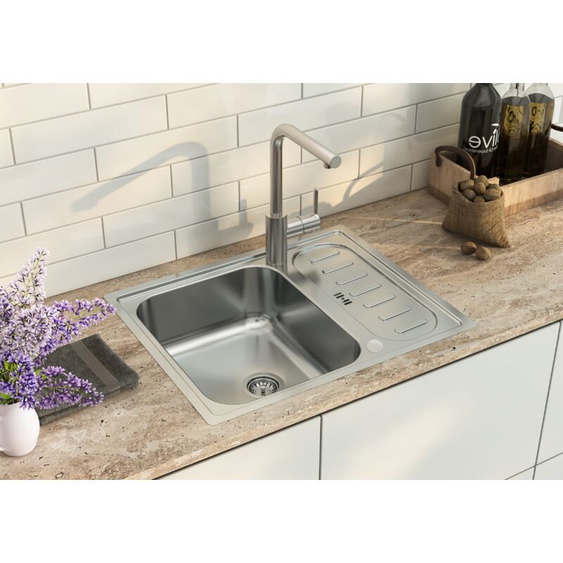 Respekta - vier en acier inoxydable à encastrer Évier de cuisine 61 x 50 cm