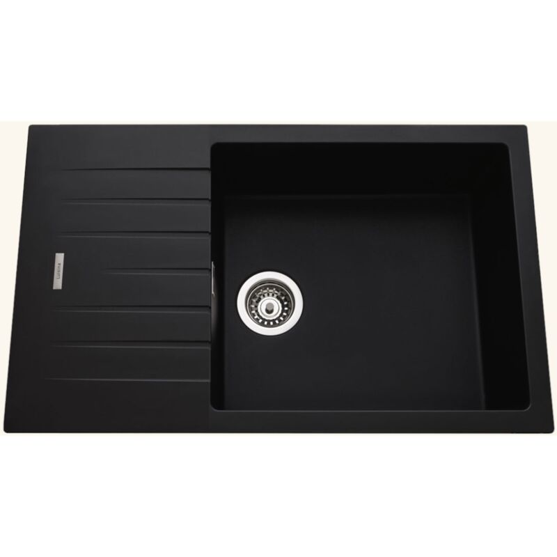 Luisina - vier granit noir albey 1 grand bac - 1 petit égouttoir