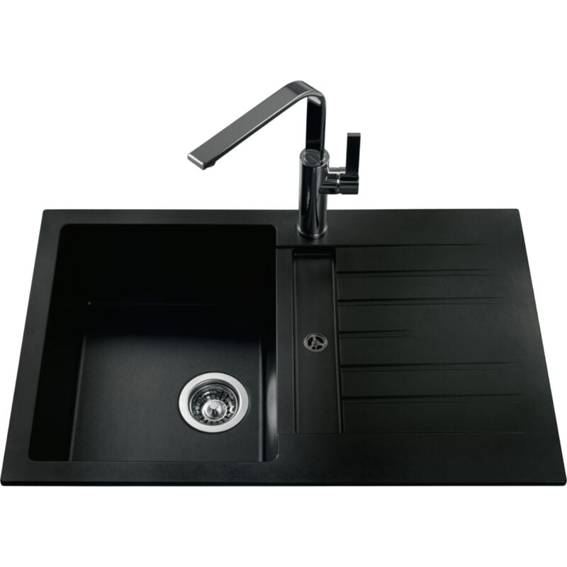 Luisina - vier granit noir albey 1 petit bac - 1 égouttoir 78x50cm