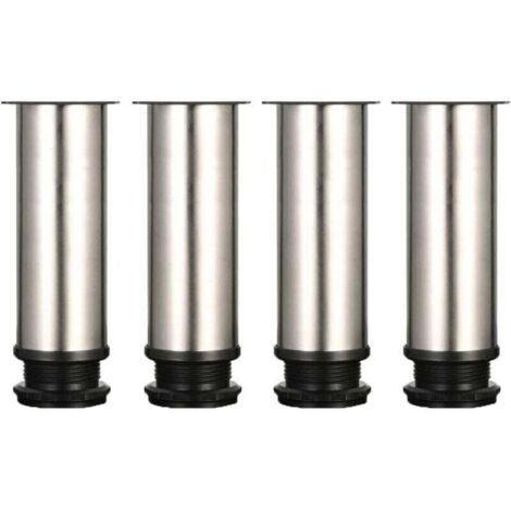 Vier verstellbare Füße, 150 mm hoch, verstärkte Möbelbeine. Tischbeine aus gebürstetem Edelstahl. Höhenverstellbar von 0 bis 15 mm. Inklusive Edelstahlschrauben.