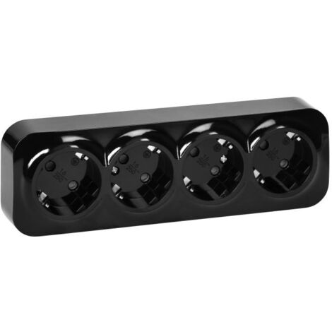 Vierfach-Aufputzsteckdose Schuko ToDo 2P+Z IP20 schwarz