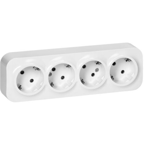 Vierfach-Aufputzsteckdose Schuko ToDo 2P+Z IP20 weiß
