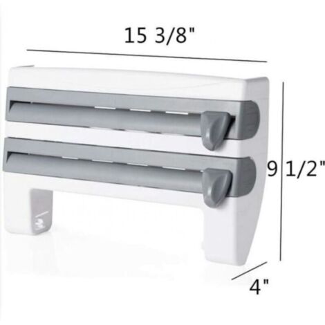 Vierfacher, wandmontierter Küchenpapierhandtuchhalter (Kunststoffverpackung), multifunktionaler Frischhaltefolienspender