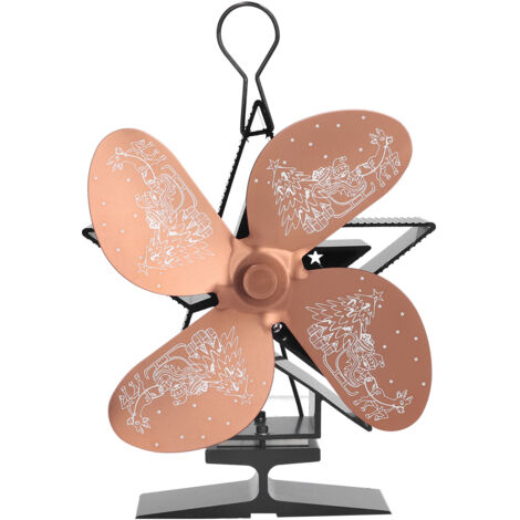 Vierflügeliger Kaminventilator mit Weihnachtsmann-Motiv, Wärmeverteilung und Warmluftzirkulation, Bronze-Finish