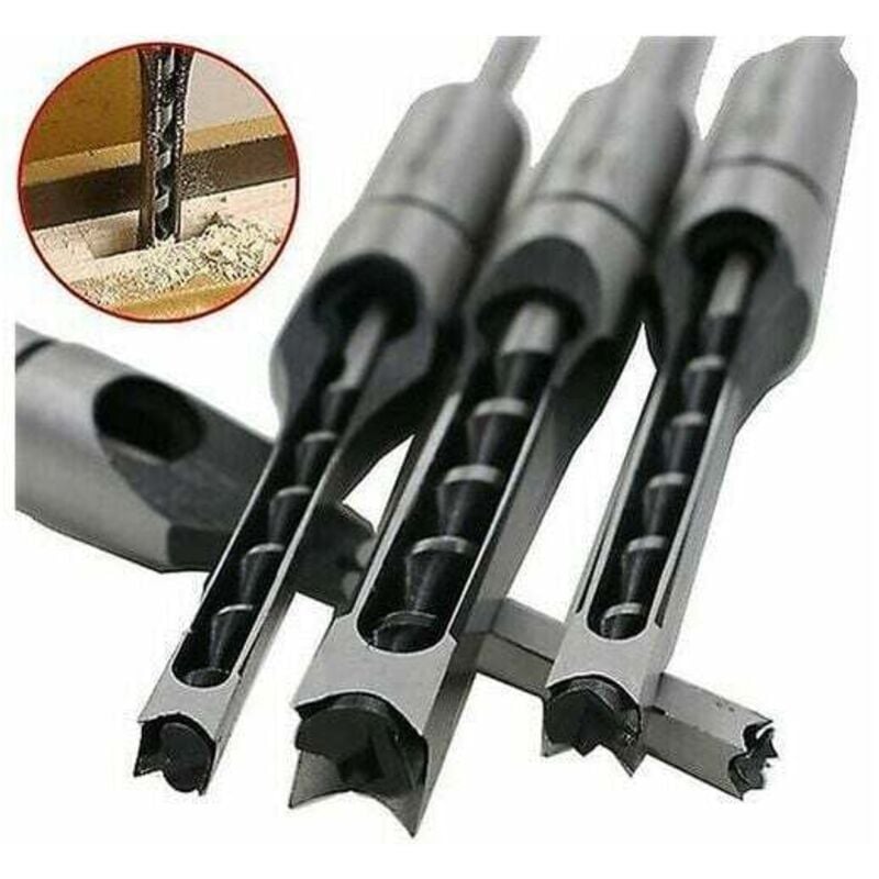 Image of Vierkantlochbohrer für die Holzbearbeitung – Hohlmeißel-Zapfenbohrwerkzeug – Komplettset
