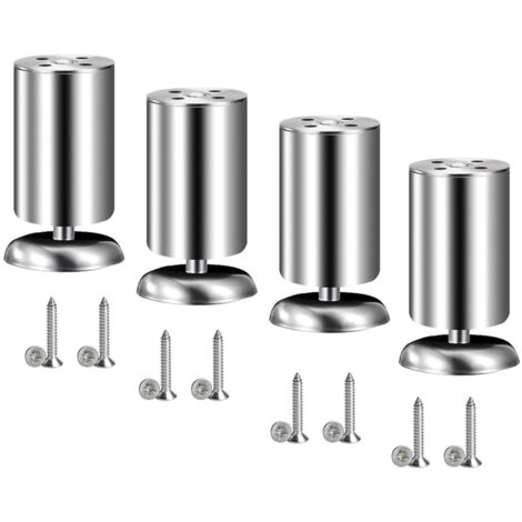 Vierteilige Möbelfüße aus Edelstahl, geeignet für Schreibtische, Sofas, Tische, 120 mm, silberfarben