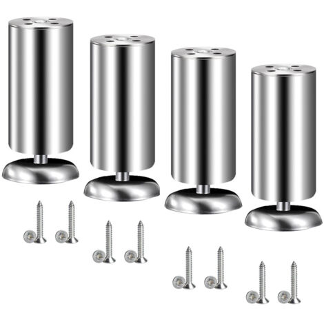 Vierteilige Möbelfüße aus Edelstahl, geeignet für Schreibtische, Sofas, Tische, 150 mm, silberfarben