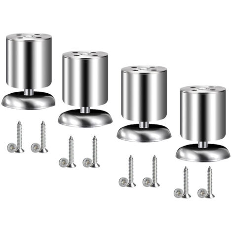 Vierteilige Möbelfüße aus Edelstahl, geeignet für Schreibtische, Sofas, Tische, 80 mm, silberfarben