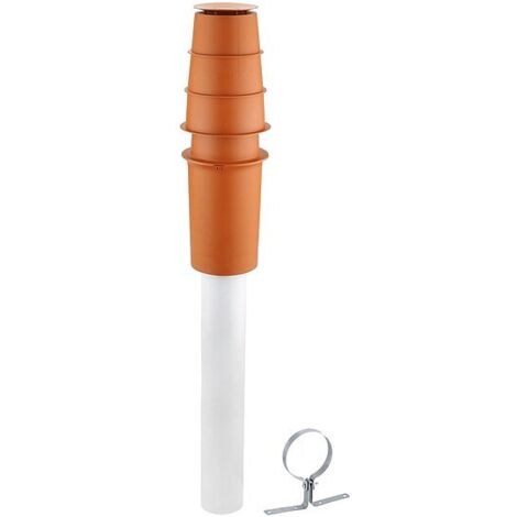 Viessmann AZ-Dachdurchführung, Ø 80/125 mm, Kunststoff (PPs) / Aluminiumblech, weiß, Befestigungsschelle dachsteinrot - 7373272