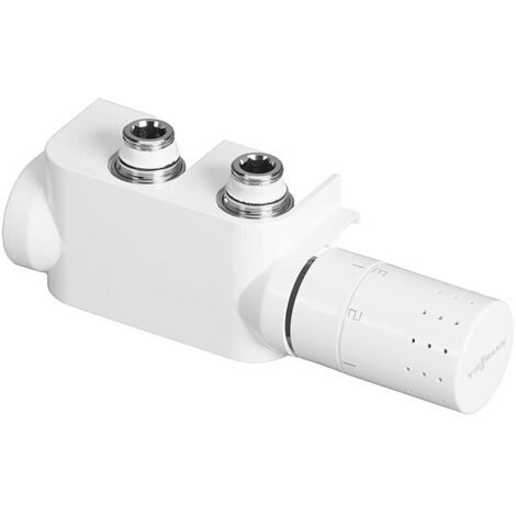 Viessmann Design-Ventilhahnblock für Badheizkörper (Mittenanschluss) - Farbe weiß, Thermostatkopf rechts - 7750490
