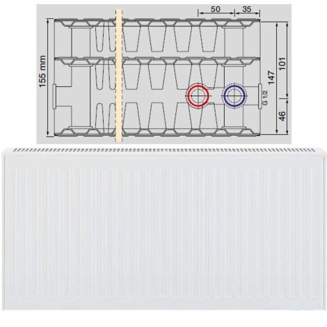 Viessmann Universalheizkörper Typ 33 600x161x900mm, 1717W bei 70/55/20 Grad C
