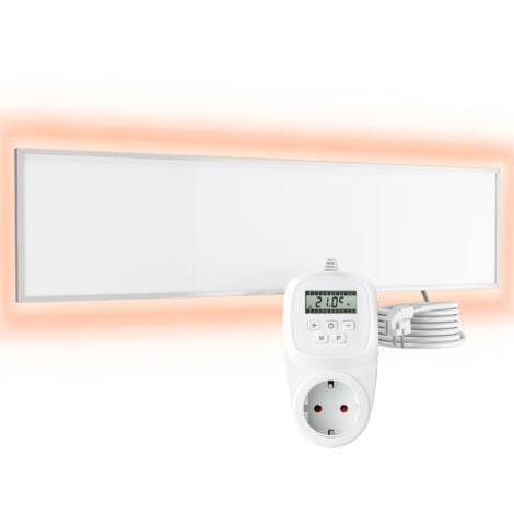 Viesta CF360 120x30 cm panneau de chauffage Crystal Carbon (dernière technologie) infrarouge panneau radiateur ultra mince chauffage mural blanc - 360 watts + Viesta TH12 Thermostat