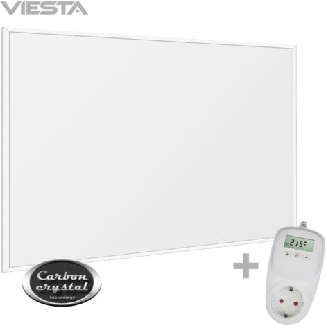 VIESTA® Chauffage Infrarouge Mural avec Thermostat [INCL. TH10 THERMOSTAT] – Radiateur Mural – Chauffage Infrarouge Carbon Crystal – Panneau Chauffant Adapté à la Salle de Bain – (Modèle F300 - 300W)