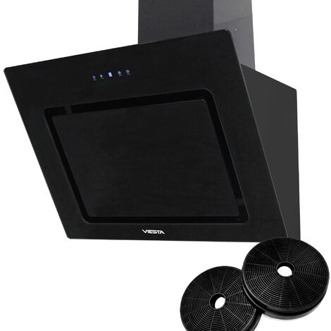 VIESTA DH600XD hotte de cuisson / hotte aspirante tête libre 60cm 230W avec commande de capteur de contrôle tactile et LED en verre noir et acier inoxydable