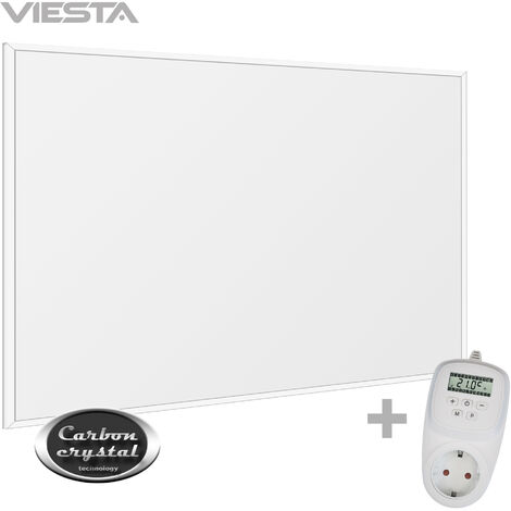 Viesta F300 Panel Radiador de infrarrojos Carbon Crystal (última tecnología) Calefacción ultradelgado Blanco de 300W + Viesta Termostato TH12