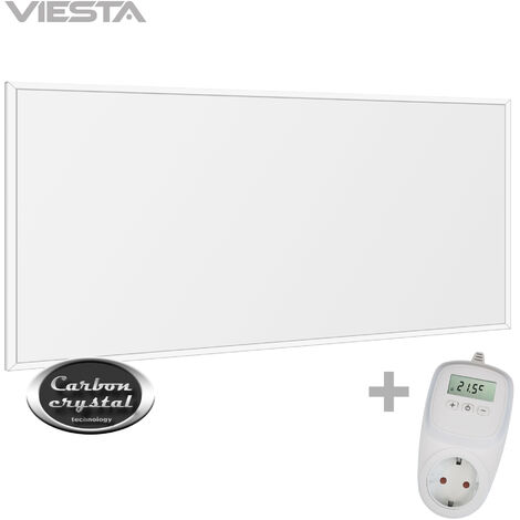 Viesta F450 Panel Radiador de infrarrojos Carbon Crystal (última tecnología) Calefacción ultradelgado Blanco de 450W + Viesta Termostato TH10