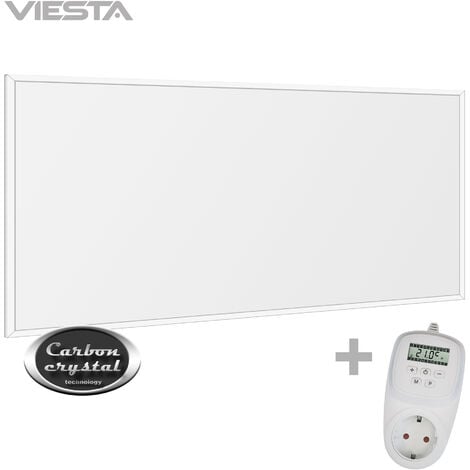 Viesta F450 Panel Radiador de infrarrojos Carbon Crystal (última tecnología) Calefacción ultradelgado Blanco de 450W + Viesta Termostato TH12