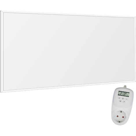 VIESTA F600 Heizpaneel infrarot Infrarotheizung Wandheizung elektrisch, ultraflache Heizplatte, Carbon Crystal, 600W, Weiß + Thermostat TH12