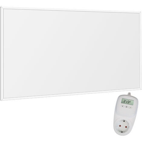 Viesta F600 panneau de chauffage infrarouge Crystal Carbon (dernière technologie) panneau radiateur ultra mince chauffage mural blanc - 600 watts + Viesta TH10 Thermostat