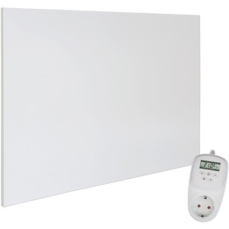 VIESTA H1200 Infrarotheizung Carbon Crystal (neueste Technologie), ultraflache Wandheizung, weiß, 1200 Watt, ohne Rahmen - VIESTA TH12 Thermostat