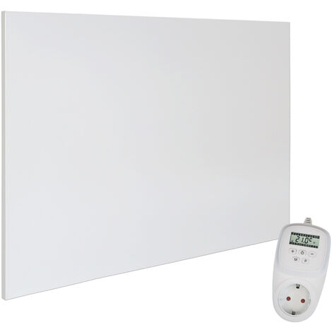 VIESTA H1200 Infrarotheizung Carbon Crystal (neueste Technologie), ultraflache Wandheizung, weiß, 1200 Watt, ohne Rahmen - VIESTA TH12 Thermostat