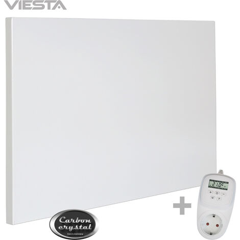 VIESTA H300 Infrarotheizung Carbon Crystal (neueste Technologie), ultraflache Wandheizung, weiß, 300 Watt, ohne Rahmen - VIESTA TH12wifi Thermostat