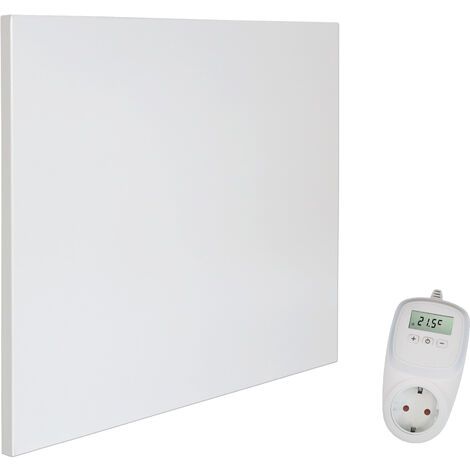 VIESTA H400 Infrarotheizung Carbon Crystal (neueste Technologie), ultraflache Wandheizung, weiß, 400 Watt, ohne Rahmen - VIESTA TH10 Thermostat