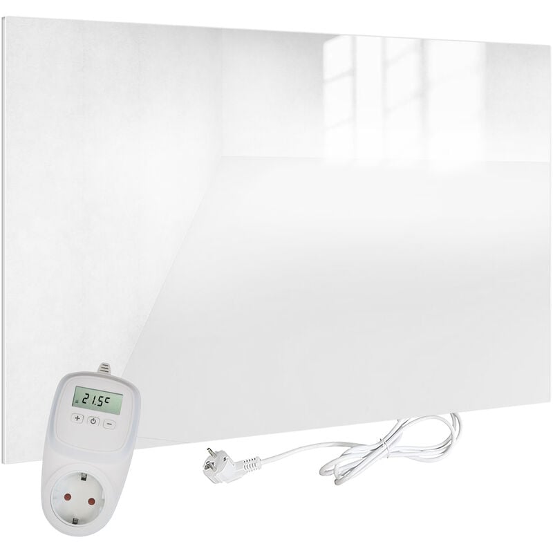 

H450-GW Convector de cristal 450 Watt, negro + TH10 Termostato - Viesta