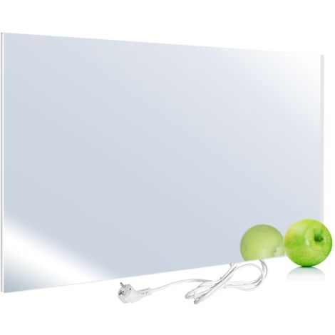 VIESTA® H450-SP Specchio Riscaldamento a Infrarossi [450 W] – Pannello riscaldante da parete efficiente con cristallo di carbonio e vetro a specchio, design compatto 2-in-1 per bagno e soggiorno