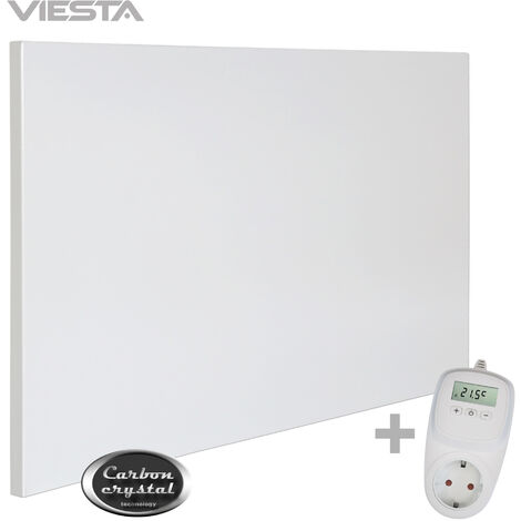 Viesta H500 Panel Radiador de infrarrojos Carbon Crystal (última tecnología) Calefacción ultradelgado Blanco de 500W + Viesta Termostato TH10