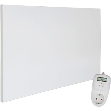Viesta H600 panneau de chauffage infrarouge Crystal Carbon (dernière technologie) panneau radiateur ultra mince chauffage mural blanc - 600 watts + Viesta TH12 Thermostat