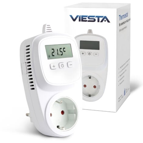 VIESTA® TH10 Thermostatstecker für die Steckdose 230V – Temperaturschalter mit digitaler Temperaturanzeige – Steckdosenthermostat für Infrarotheizung & Heizpaneele – Thermostat Temperaturregler