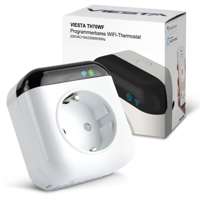 Prise thermostat Wifi Viesta TH70 pour prise 230V - interrupteur de température avec affichage numérique de la température - thermostat à prise pour