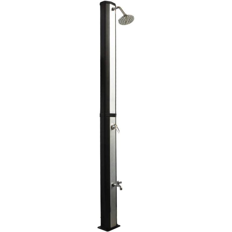 VSD35FS douche solaire noir avec réservoir d'eau résistant aux uv de 35 litres - avec lave-pieds et pomme de douche de pluie réglable - Viesta