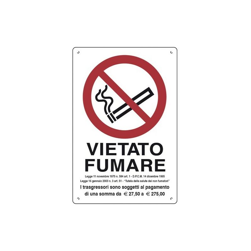 Image of Vietato fumare Legge 11 novembre 1975 n.584 art. 1 cartelli da cantiere polionda